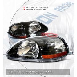MM - Honda Civic 96-98 JDM Black/Amber Headlights