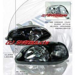 MM - Honda Civic 96-98 JDM Black/Clear Headlights