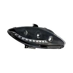 Trupart - Seat Leon 05- Black Headlights / Chrome LED Daytime Running Lights