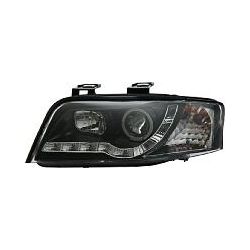 Trupart - Audi A6 01-04 Black Headlights / Chrome LED Daytime Running Lights